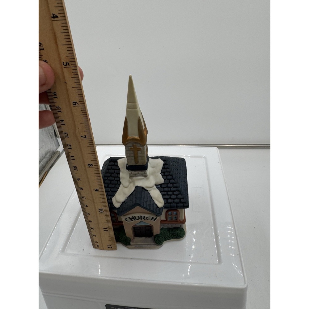 Vintage Tea-light White Church Candle‎ Holder Christmas Village